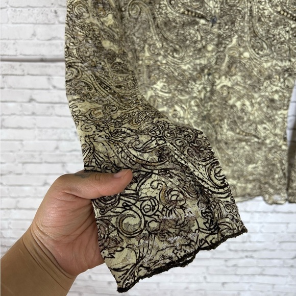 Vintage Rod’s Boho Lace Small Bell Sleeve Sheer Button Down - Picture 3 of 6